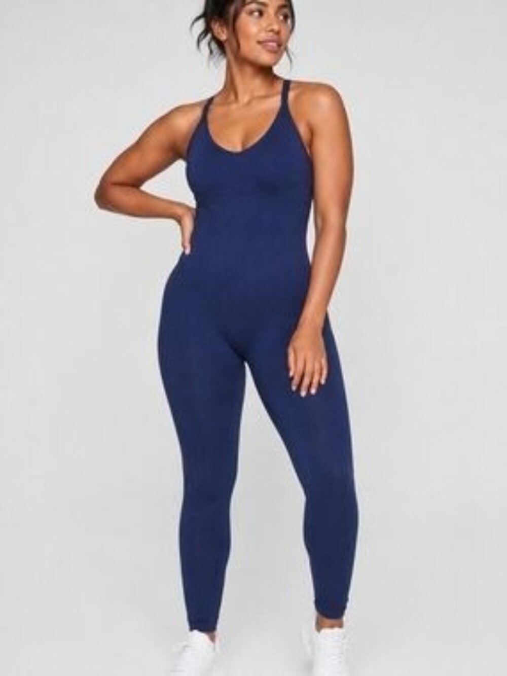 Victoria Secret PINK Active Navy Blue Jumpsuit XS Spaghetti Straps Seamless